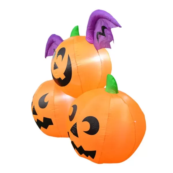 ALEKO 6 ft. Pre-Lit Winged Jack-O-Lantern Trio Halloween Inflatable