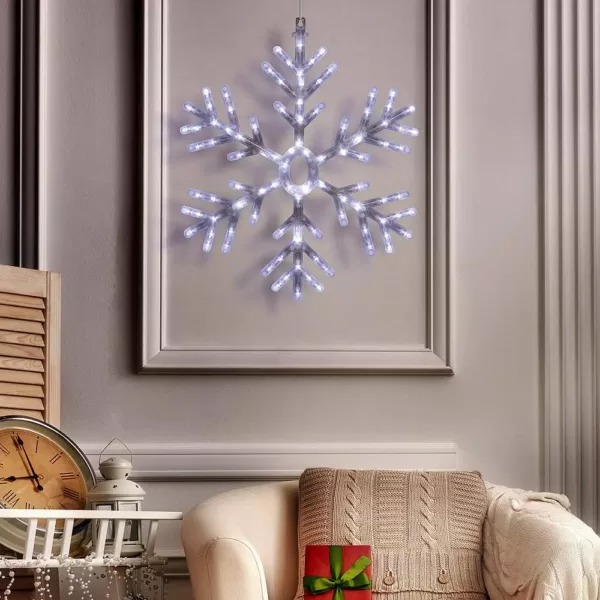 Alpine Corporation 24 in. Tall Hanging Snowflake with LED Lights