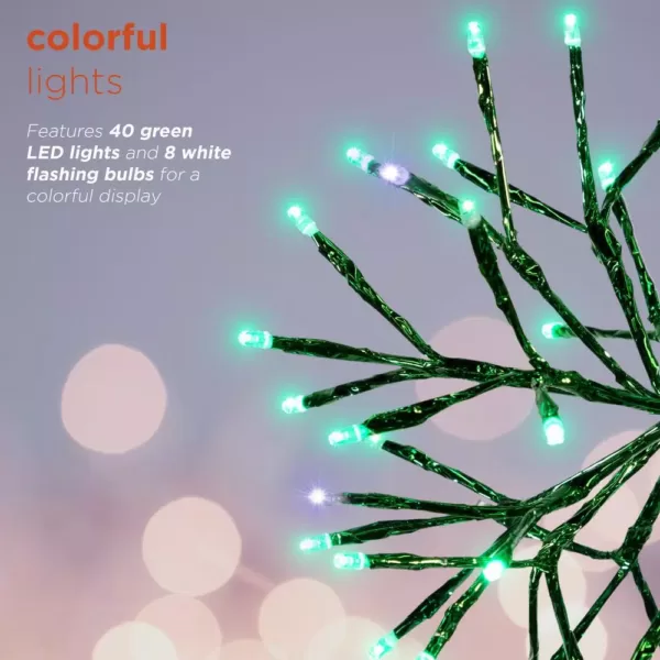 Alpine Corporation 10 in. Tall Christmas Twig Snowflake Ornament with LED Lights, Green