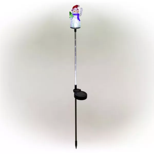 Alpine Corporation Solar Snowman Garden Stake with Fiber Optic Lights (Set of 2)