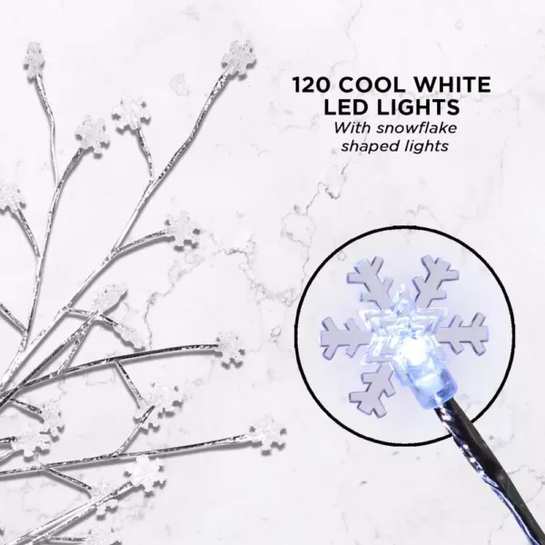 Alpine Corporation 58 in. Tall Frosty Christmas Snowflake Tree with Cool White LED Lights