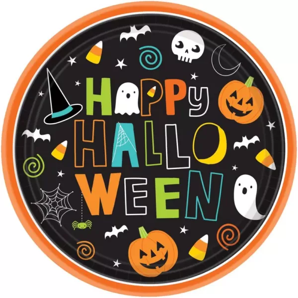 Amscan 10 in. x 10 in. Paper Halloween Friends Round Plates