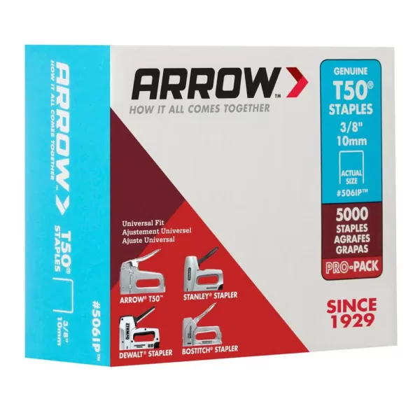 Arrow T50 3/8 in. Leg x 3/8 in. Crown Galvanized Steel Staples (5,000-Pack)