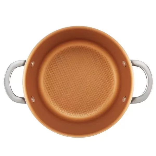 Ayesha Curry Home Collection 4.5 Qt. Brown Sugar Porcelain Enamel Non-Stick Covered Saucepot