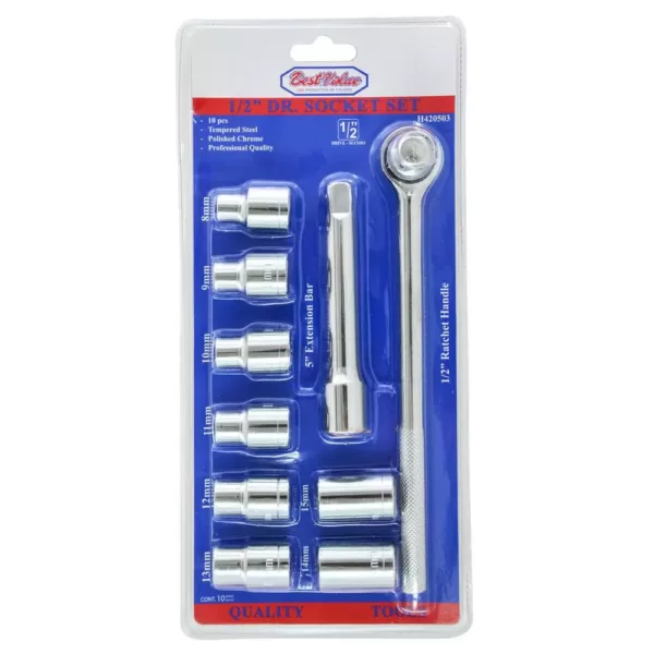 Best Value 1/2 in. Drive Socket and Ratchet Set (10-Piece)