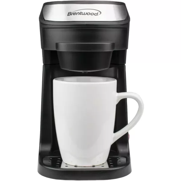 Brentwood 1-Cup Black Single-Serve Coffee Maker with Mug