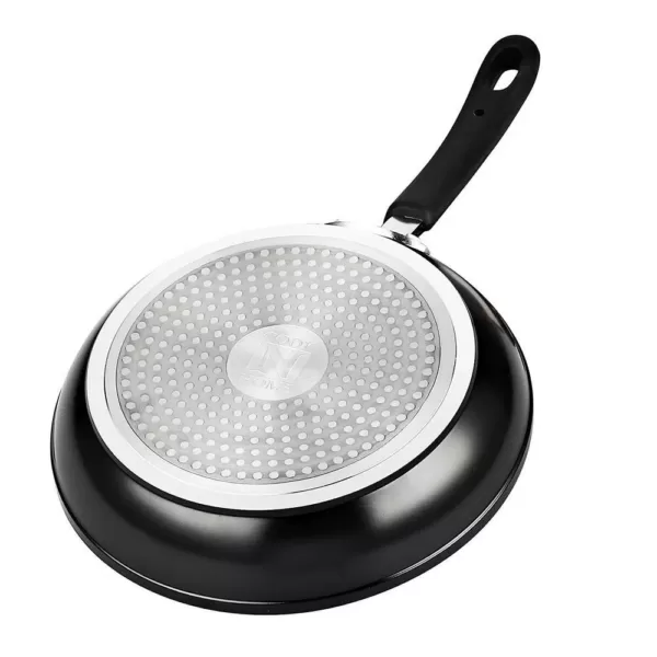 Cook N Home 3-Piece Hard-Anodized Aluminum Nonstick Frying Pan Set in Black