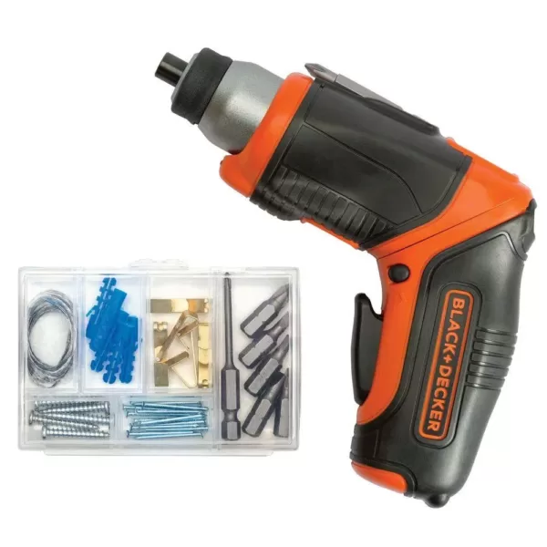 BLACK+DECKER 4-Volt MAX Lithium-Ion Cordless Rechargeable Pivot Screwdriver with Charger and Accessories