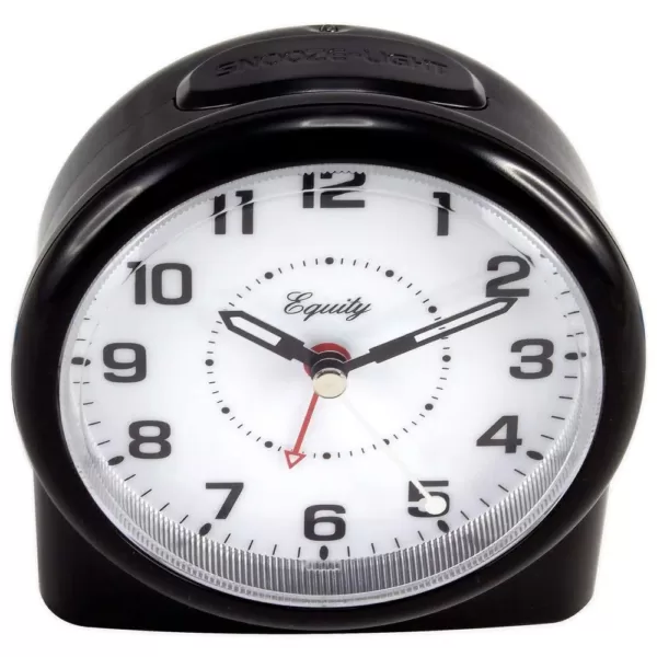 Equity by La Crosse Large 4.72 in. Black Analog Alarm Table Clock with Night Vision Technology