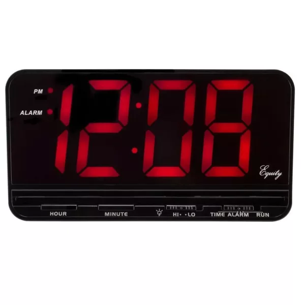 Equity by La Crosse Extra-Large 3 in. Red LED Electric Alarm Table Clock with HI/LO Settings