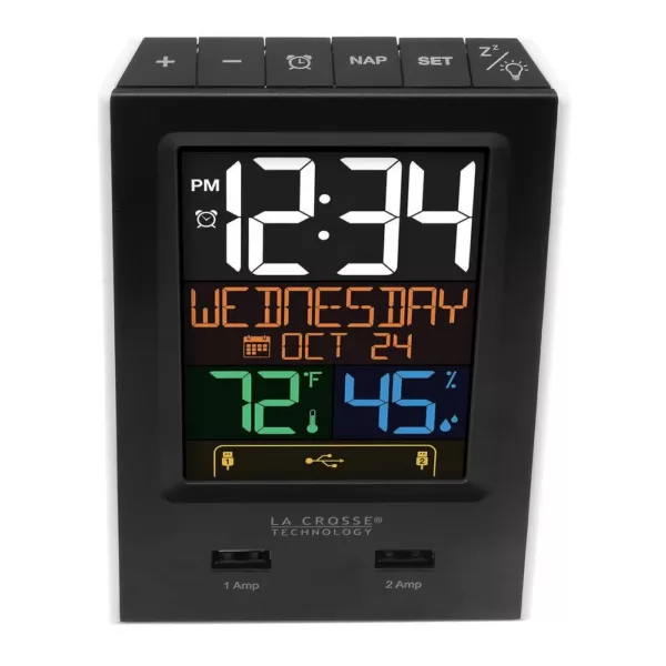 La Crosse Technology Desktop Dual USB Charging Clock with Alarm and Nap Timer