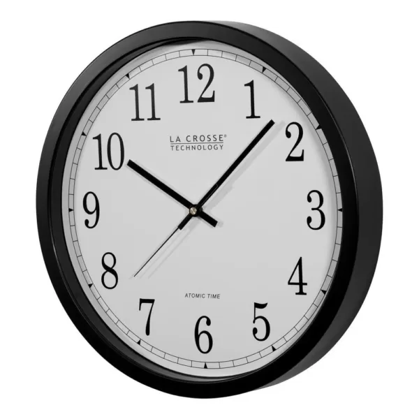 La Crosse Technology 14 in. Atomic Round Analog Black Wall Clock