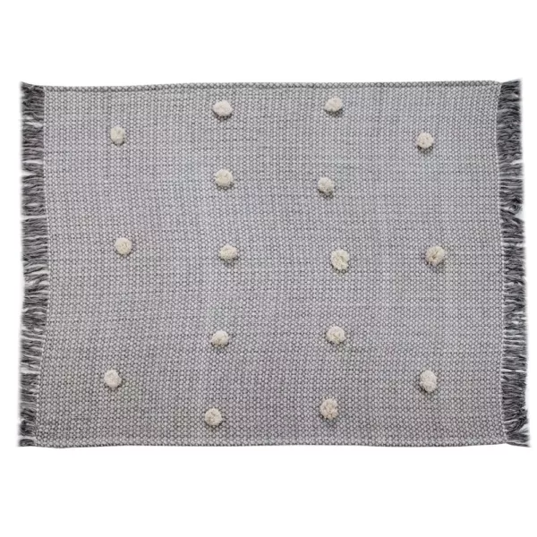 LR Resources Grayscale Buds Black Melange Tassel Decorative Throw