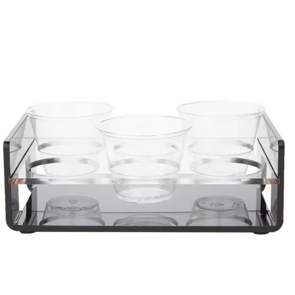 Mind Reader Black Acrylic 6 Slot Cup Holder Tray with Cutout Handles