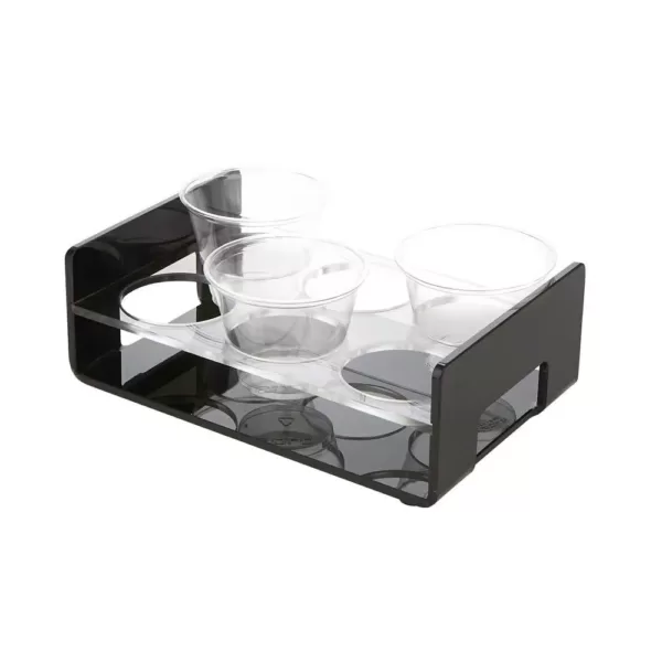 Mind Reader Black Acrylic 6 Slot Cup Holder Tray with Cutout Handles