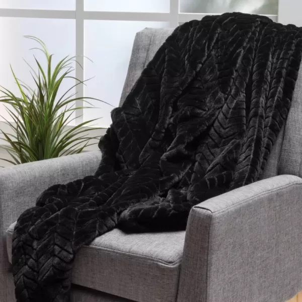 Noble House Toscana Black Faux Fur Throw Blanket