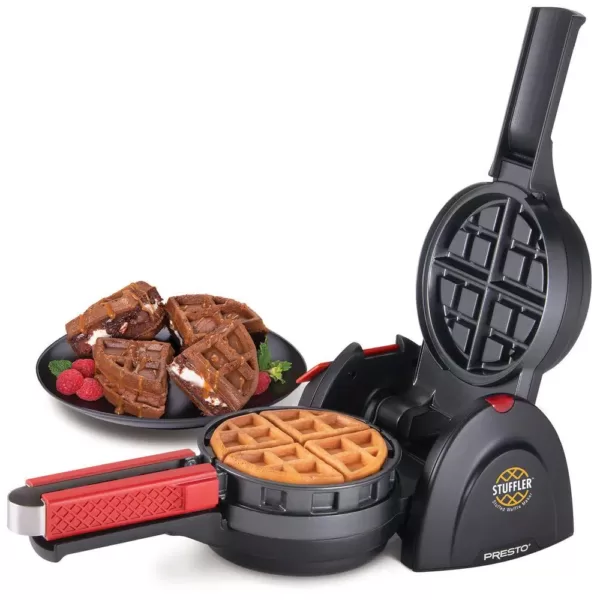 Presto 5 in. 900-Watt Black Belgian Stuffler Stuffed Waffle Maker