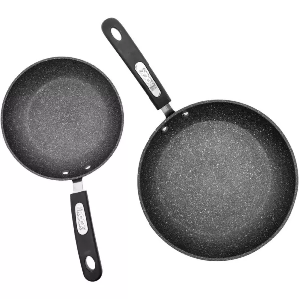 Starfrit The Rock 2-Piece Aluminum Nonstick Frying Pan Set in Black