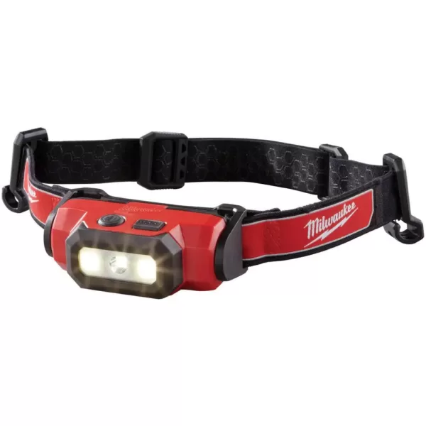 Milwaukee 475 Lumens LED Rechargeable Hard Hat Headlamp and 550 Lumens LED Rechargeable Pivoting Flood Light (2-Pack)