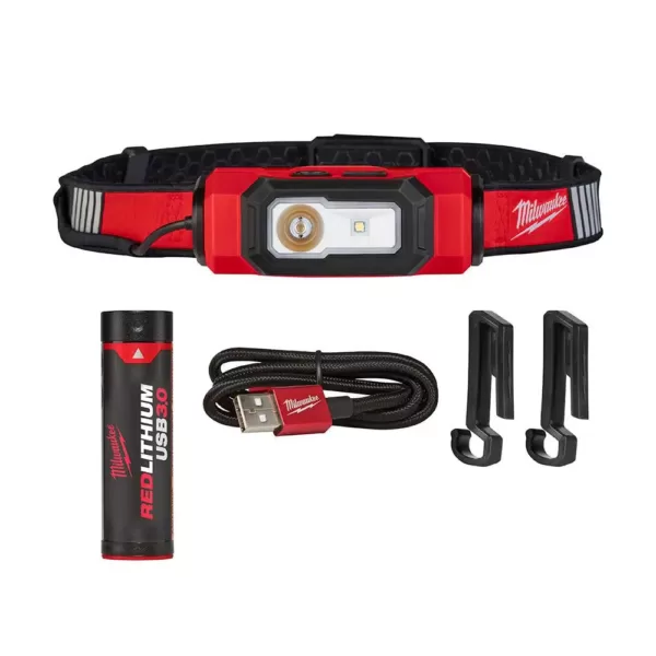 Milwaukee 600 Lumens LED USB Rechargeable 360-Degree Visibility Hard Hat Headlamp