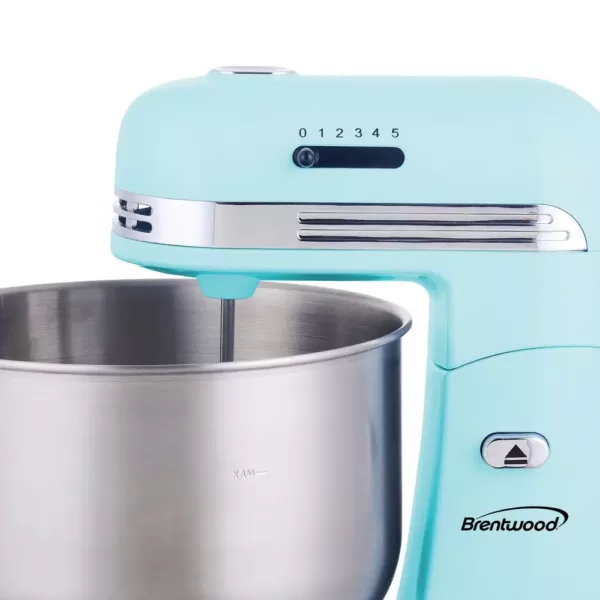 Brentwood Appliances 3 Qt. 5-Speed Blue with Stainless Steel Mixing Bowl Stand Mixer