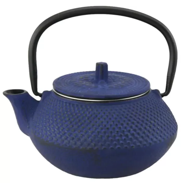 Creative Home Kyusu Blue Cast Iron 10 oz. Tea Pot with Removable Stainless Steel Infuser Basket