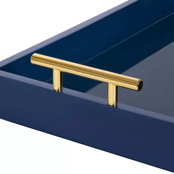 Kate and Laurel Lipton 10 in. x 24 in. Navy Blue Decorative Tray