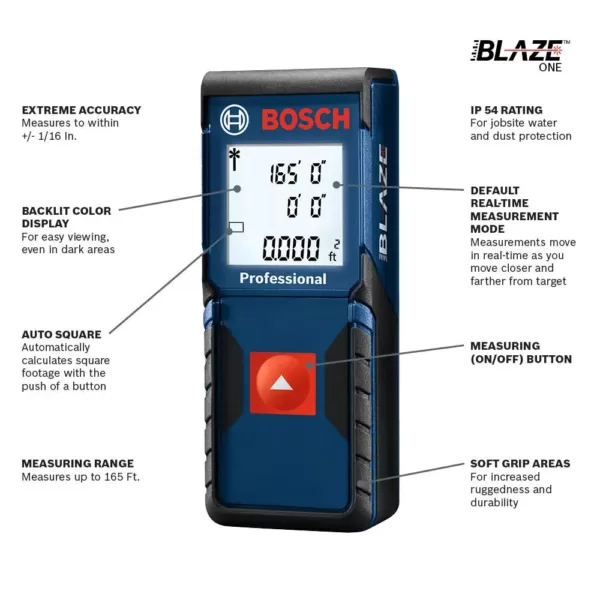 Bosch BLAZE ONE 165 ft. Laser Measurer with Auto Square Footage Detection