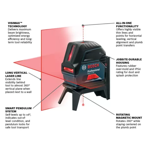 Bosch 65 ft. Self Leveling Cross Line Laser Level with Plumb Points plus BLAZE 135 ft. Laser Measurer with Full Color Display