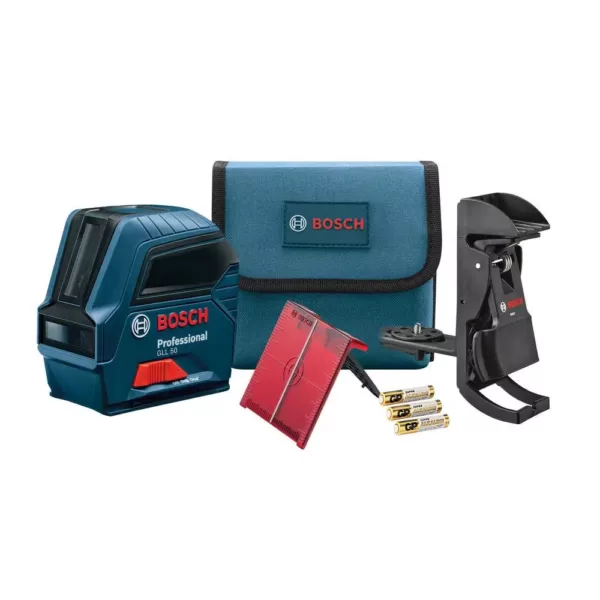 Bosch 165 ft. Laser Distance Measurer with Bluetooth and Full Color Display with Bonus 50 ft. Cross Line Laser Level