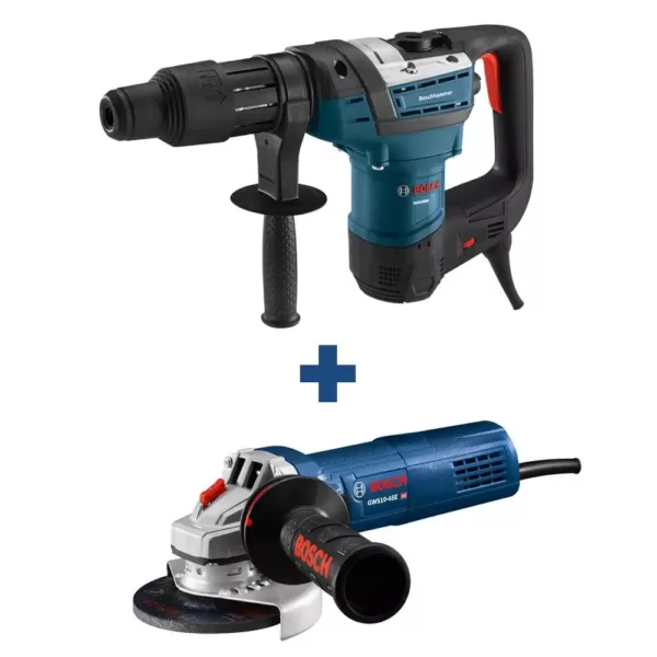 Bosch 12A 1-9/16 in. Corded SDS-Max Concrete/Masonry Rotary Hammer Drill with Carrying Case + 10A Corded 4.5in. Angle Grinder