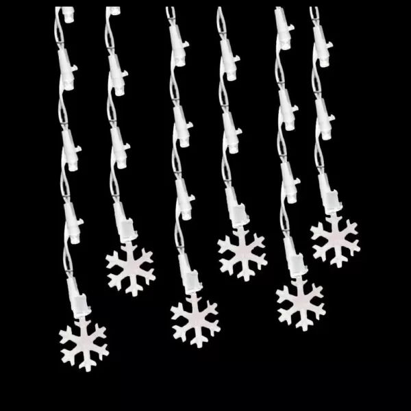 Brite Star 60-Light Pure White LED Icicle Light Set with Snowflake (Set of 2)