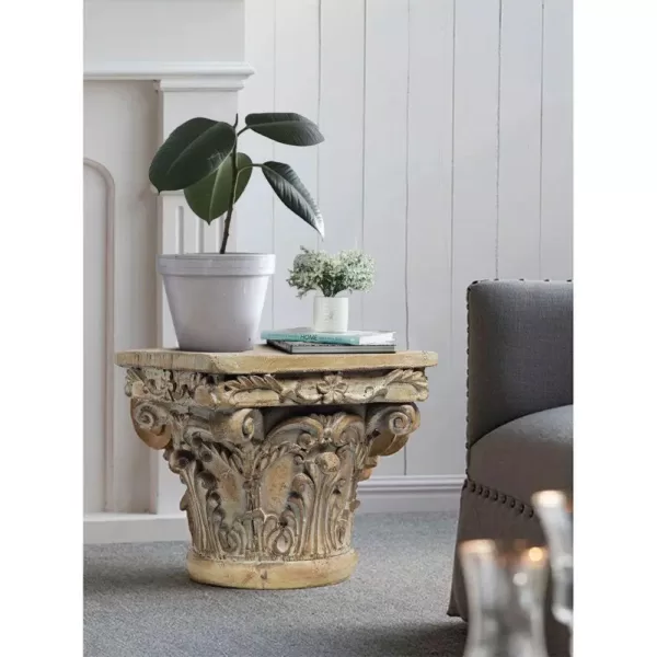 Benjara Aesthetic Resin Decorative Pedestal