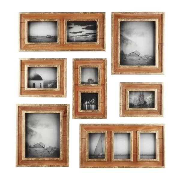 Home Decorators Collection Home Decorators Collection Natural Wood and Gold Gallery Wall Picture Frames (Set of 7)