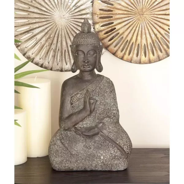 LITTON LANE 17 in. x 9 in. Decorative Buddha Sculpture in Colored Polystone