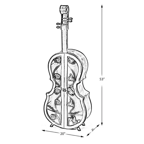 Vintiquewise Brown 4.5 Feet Tall Violin Shaped Cabinet With 2-Shelf and Acrylic Clear Double Door