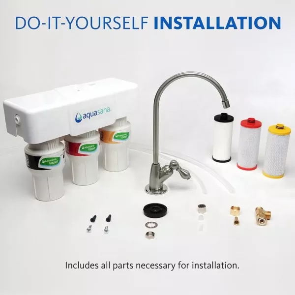 Aquasana 3-Stage under Counter Water Filtration System with Faucet in Brushed Nickel