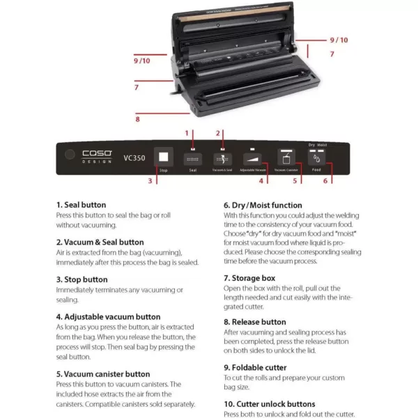 CASO VC 350 Food Vacuum Sealer All-in-1 System