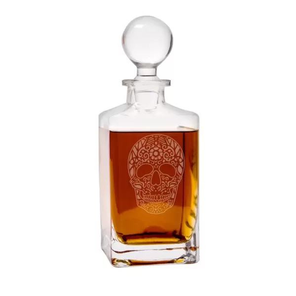 Cathy's Concepts 10 in. Sugar Skull 32 oz. Halloween Square Whiskey Decanter