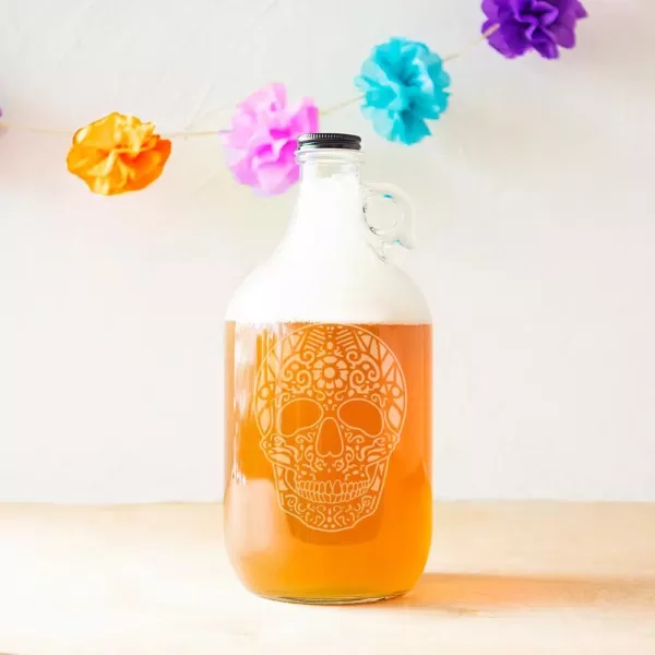 Cathy's Concepts 10.44 in. Sugar Skull 64 oz. Halloween Craft Beer Growler