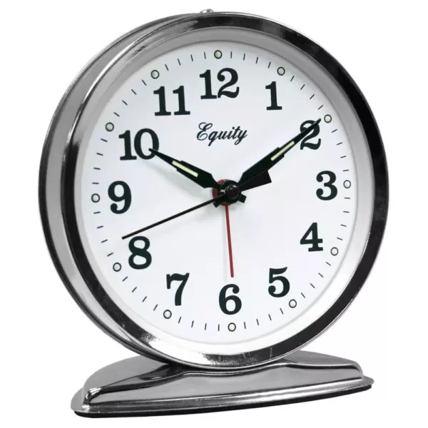 Equity by La Crosse 5.50 in. Round Wind-Up Loud Bell Chrome Alarm Clock