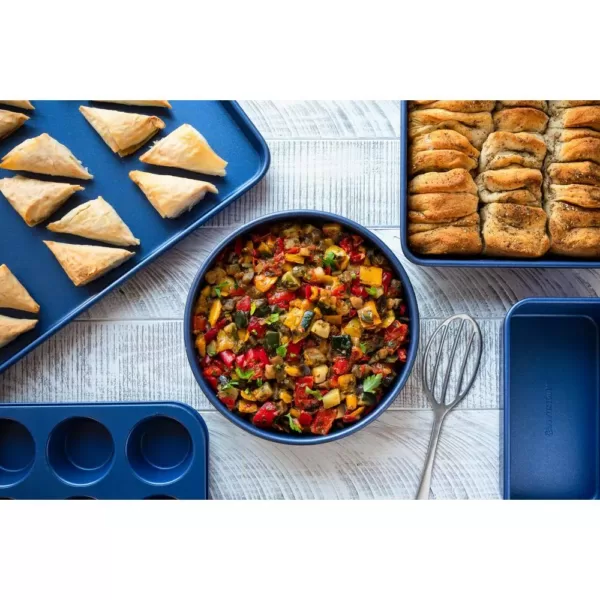 GRANITESTONE Classic Blue Pro 0.8MM Gauge Titanium and Diamond Infused Non-Stick 5 Piece Bakeware Set