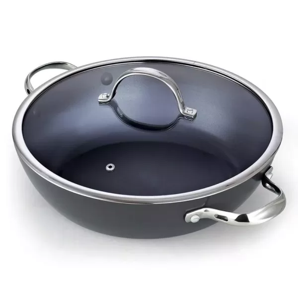 Cooks Standard 5 qt. Hard-Anodized Aluminum Nonstick Saute Pan in Black with Glass Lid