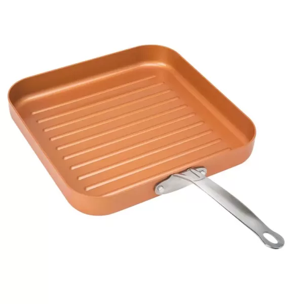 MasterPan Original Copper Pan 11 in. Aluminum Nonstick Grill Pan in Copper