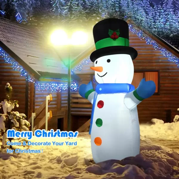 Costway 4  ft. Pre-lit LED Lights Christmas Snowman Christmas Inflatable with Strong Weather Resistance