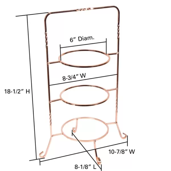 Creative Home 3-Tier Copper Plated Dessert Plate Rack, Cake Serving Tray, Fruit Presentation, Party Food Server Display