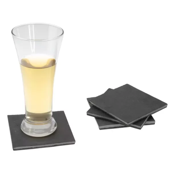 Creative Home Natural Dark Gray Slate Coaster 4 in. x 4 in. (Set of 4)