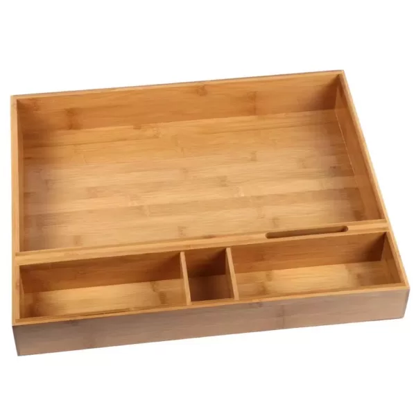 Creative Home Natural Bamboo Multipurpose Organizer Coffee Machine Accessories Storage Tray Serving Tray