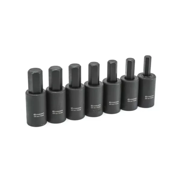 Crescent 1/2 in. Drive Hex Bit Impact Metric Socket Set (7-Pieces)