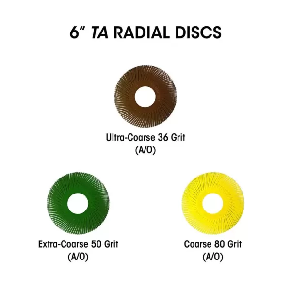 Dedeco Sunburst - 6 in. TC Radial Discs - 1/2 in. Arbor - Thermoplastic Cleaning and Polishing Tool, X-Fine 6 Micron (1-Pack)